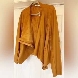 NWT JustFab Tan Faux Leather Zip Up Drape Jacket Size Medium